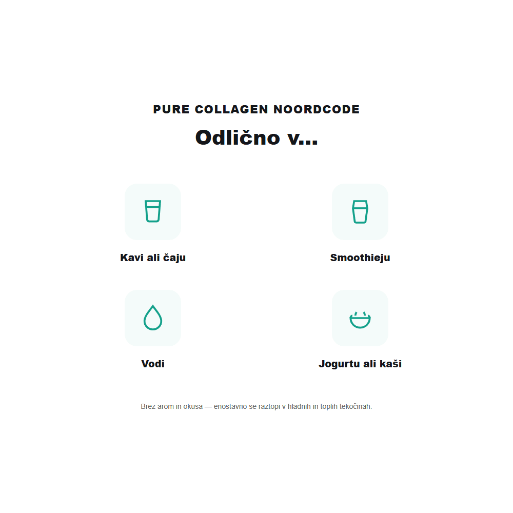 Pure Collagen NoordCode - odlicno v kavi, caju, smoothieju, vodi